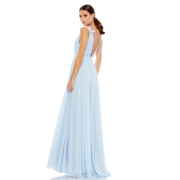 Mac Duggal Plunge V Neck Chiffon Grecian Gown - Picture 2 of 6